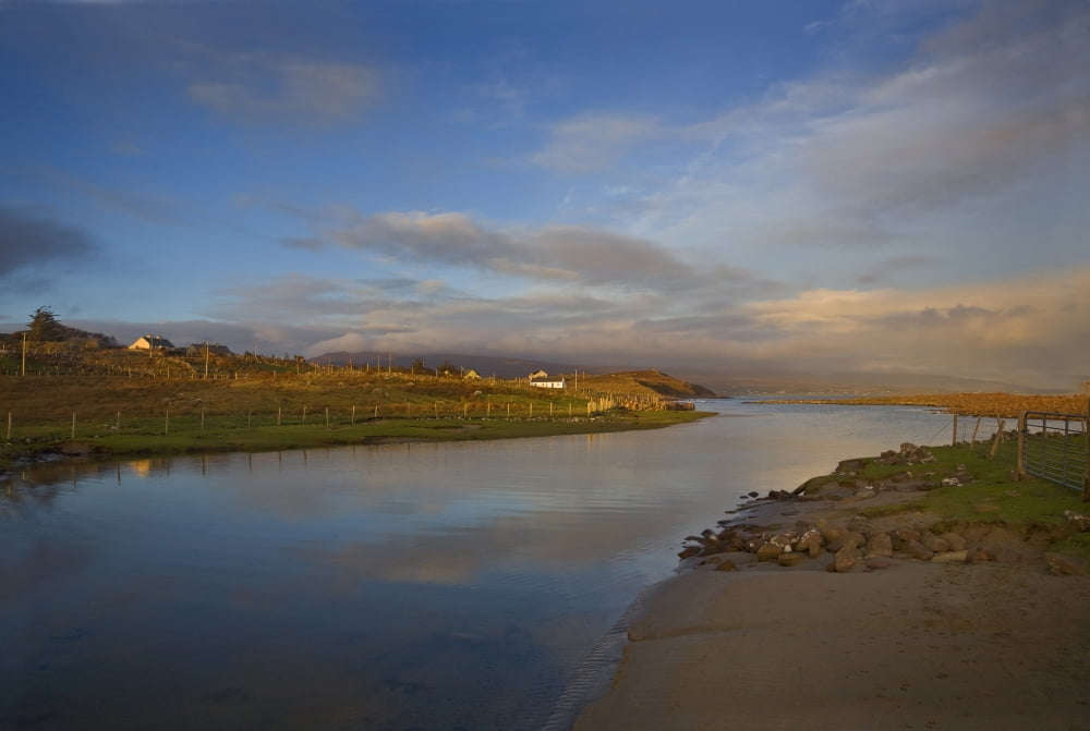 Rocky Beach glowing in the evening light near Mulrany County Mayo Ireland Canvas Art - Panoramic Images (36 x 12)