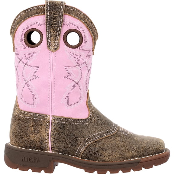 Rocky Big Kids’ Legacy 32 Waterproof Western Boot, Brown And Pink, Size 7(M)