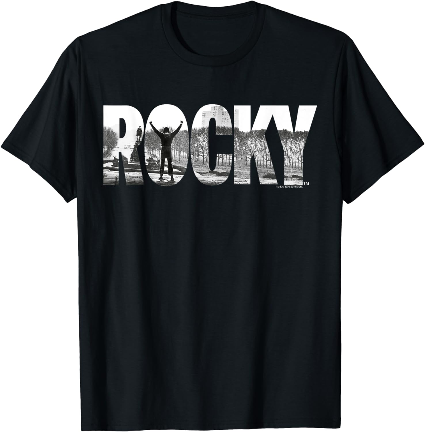 Rocky Black Classic Fit T-Shirt, Cotton Crew Neck, Adult Graphic Men's ...