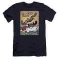 thumbnail image 1 of Rocky & Bullwinkle/Vintage Poster Premium Canvas Adult Slim Fit 30/1 T-Shirt Navy, 1 of 1