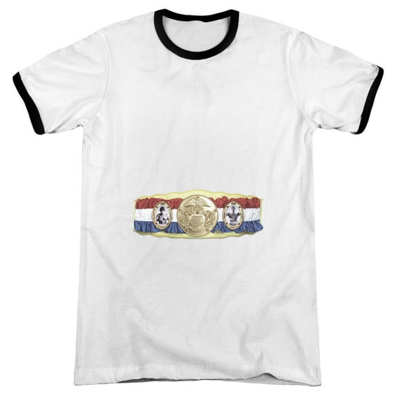Rocky Championship Belt(Bottom Front) Adult Ringer T-Shirt White Black