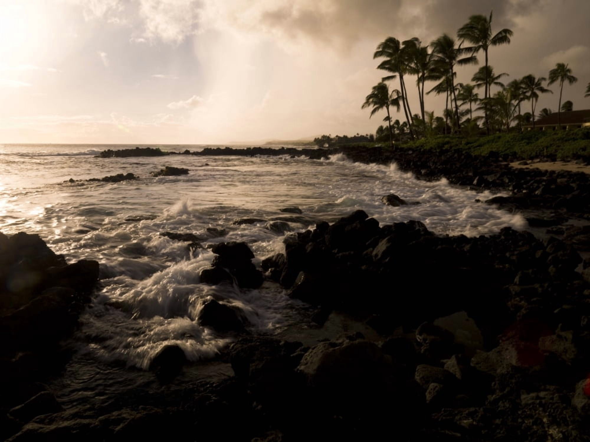 Rocky Coastline Poipu Kauai Hawaii Canvas Art - Keith Levit Design Pics (18 x 13)