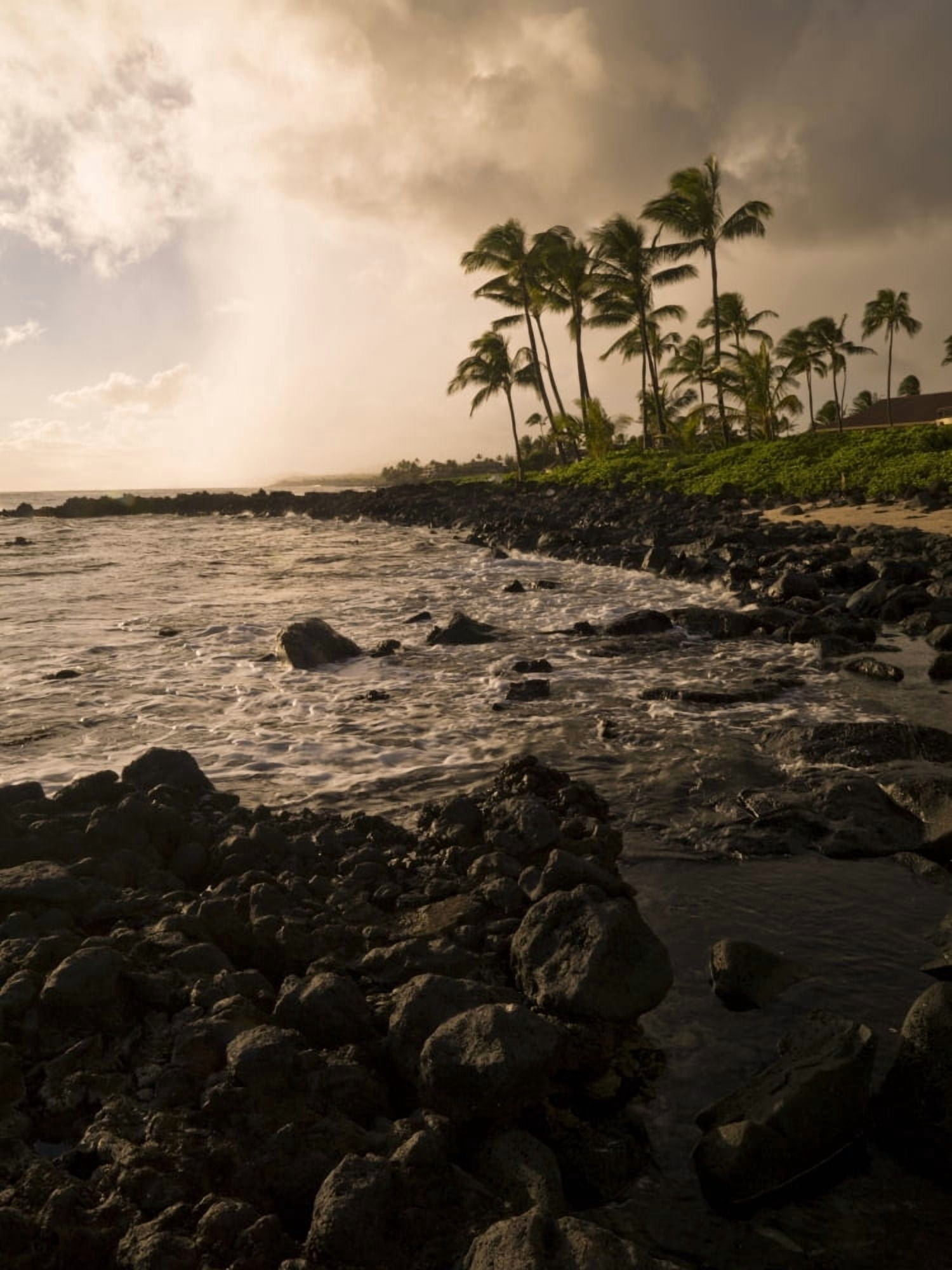 Rocky Coastline Poipu Kauai Hawaii Canvas Art - Keith Levit Design Pics (26 x 36)