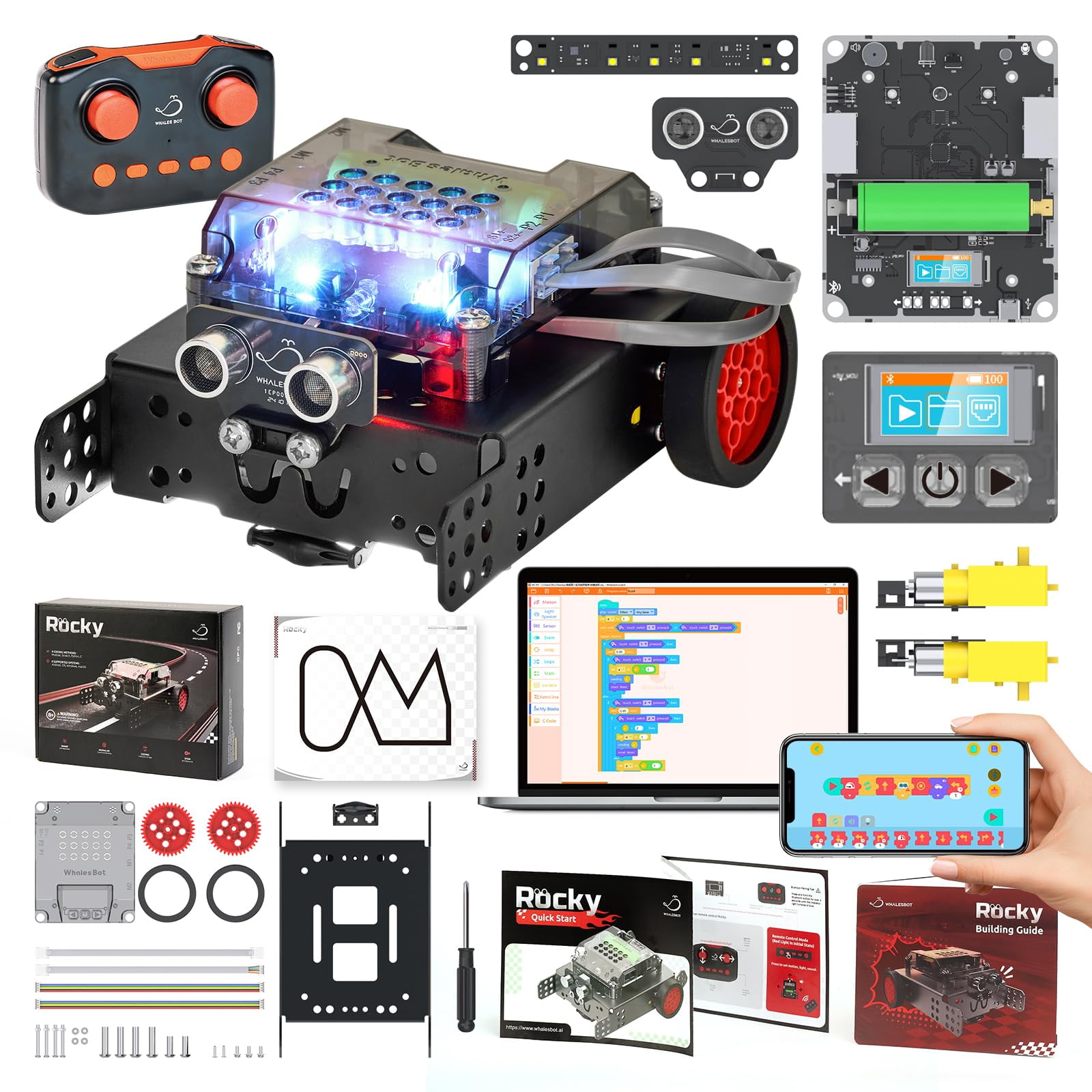 Rocky Coding & Remote Control Robot Kit For Kids 8-16, Modular/Scratch ...
