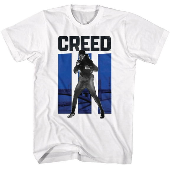Rocky Creed 3 Blue Bars White Adult T-Shirt