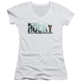 thumbnail image 1 of Rocky Cutout Logo Junior Women's V-Neck T-Shirt White, 1 of 1