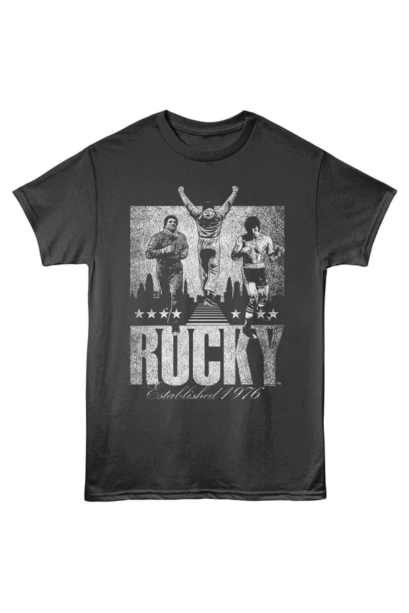 Rocky Established 1976 Men's T Shirt (Charcoal, Adult2XL)