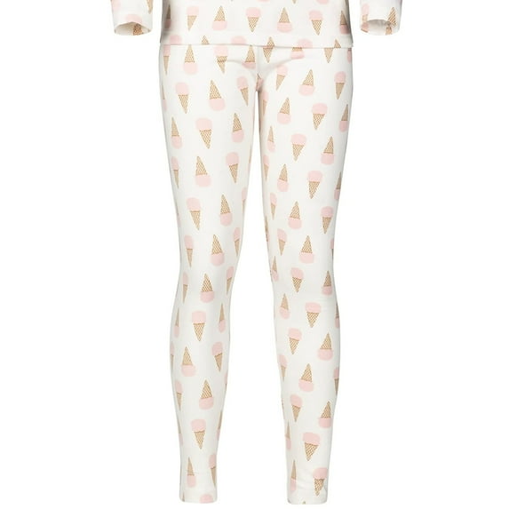 Rocky Fleece-Lined Bottoms Kids Base Layer Thermal Pants for Girls, Ice Cream Design Medium