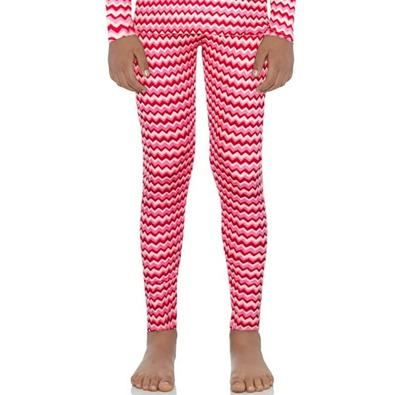 Rocky Fleece-Lined Bottoms Kids Base Layer Thermal Pants for Girls, Zig Zag Design XS