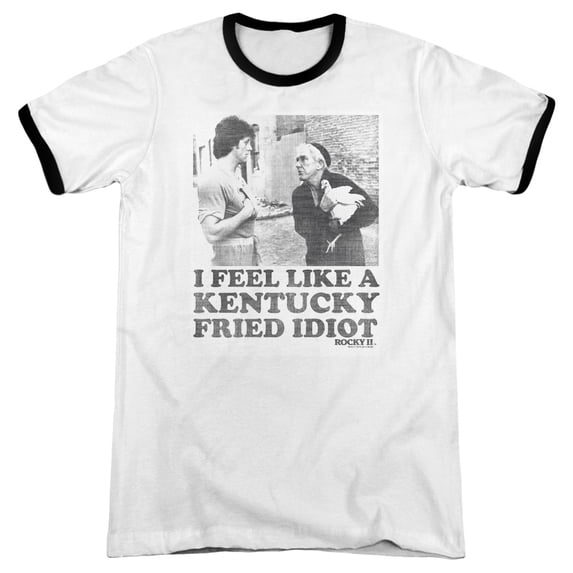 Rocky Fried Idiot Adult Ringer T-Shirt White Black