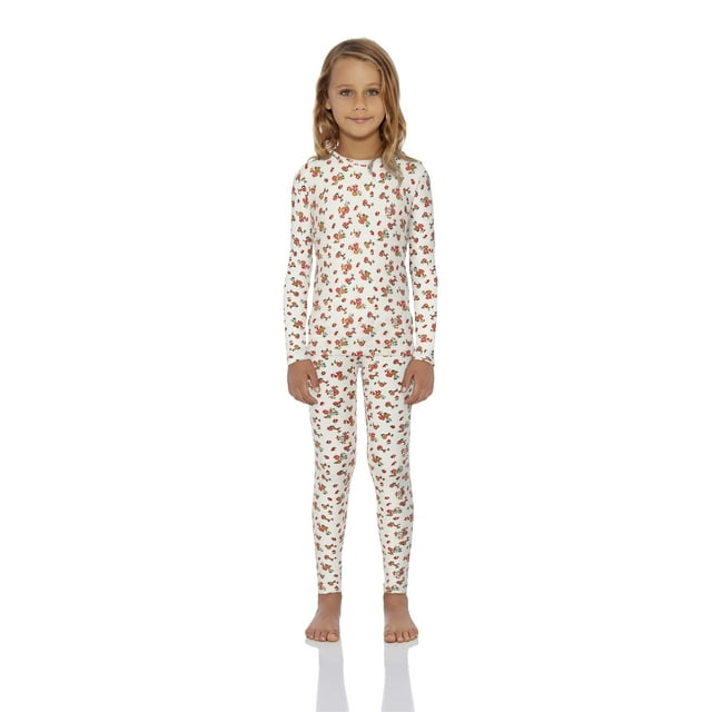 Girls Thermal Sets Insulated Cotton Long John Kids Pajama Top And Pants