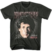 Rocky Balboa Extreme Close-up Mens T Shirt Charcoal, AdultXL