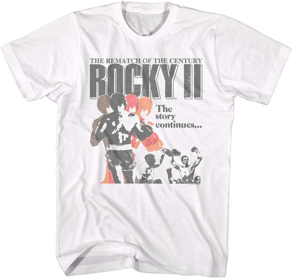 Rocky II Movie Rematch of The Century Poster Adult Short Sleeve T-Shirt ...