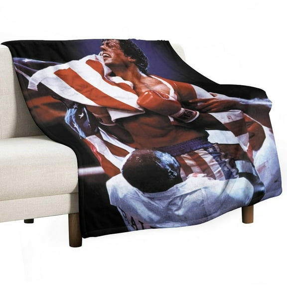 Rocky IV Luxury Flannel Blanket - Super Soft Anti-Static Plush Warm Blanket for Sofa Bed - Extra Large Cozy Blanket for Men and Women, Home Decor Gift.