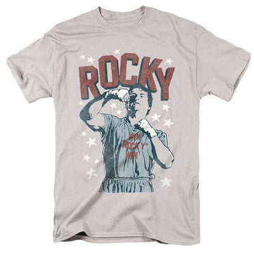 Rocky in Training Distressed Unisex Adult T Shirt (Small) Silver