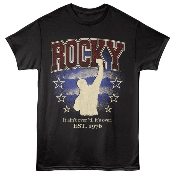 Rocky It Ain't Over Men's T Shirt (Black, AdultM)
