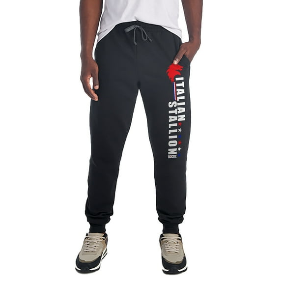 Rocky Italian Stallion Unisex Jogger Sweatpants with Pockets for Men and Women, Black, Medium