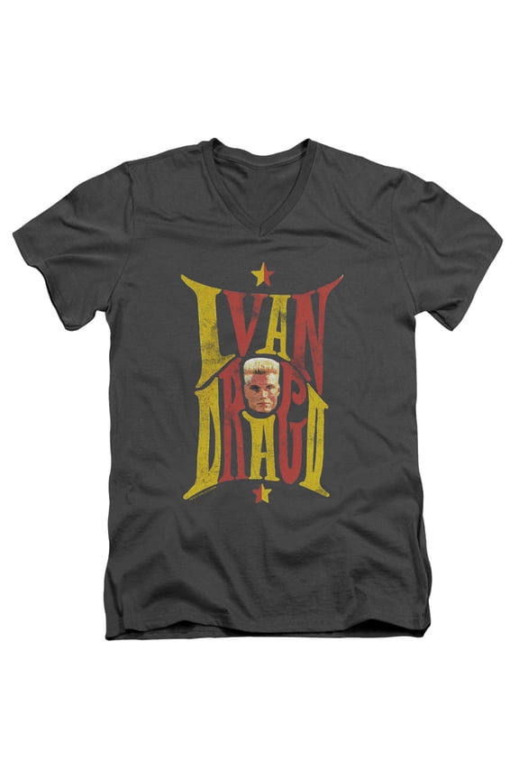 Rocky Iv Ivan Adult V-Neck T-Shirt Charcoal