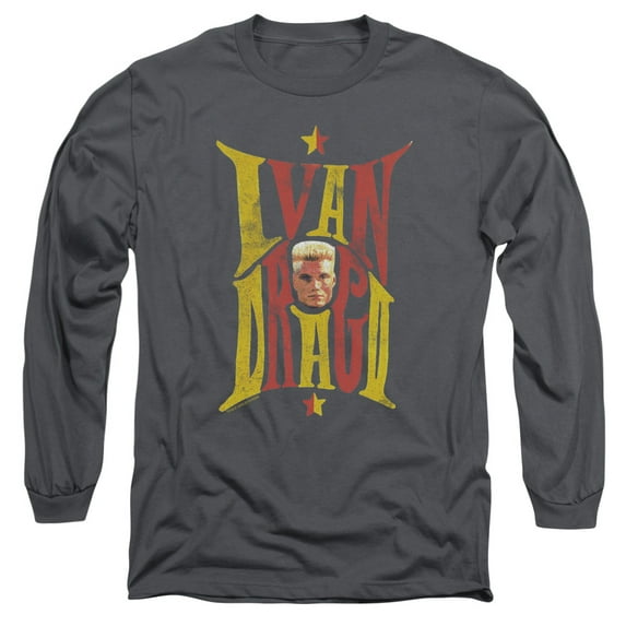 Rocky Iv Ivan Long Sleeve Adult 18/1 T-Shirt Charcoal