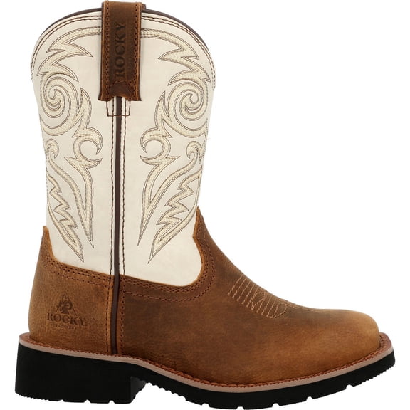 Rocky Kid’s MonoCrepe Western Boot, Brown And Bone, Size 10(M)