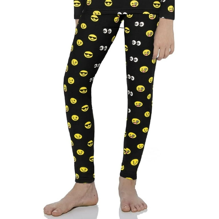 Rocky Kids Base Layer Thermal Pants Long Johns Fleece-Lined Bottoms, Black  Emoji Large 