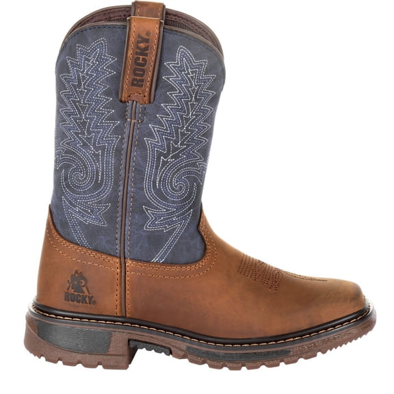 Rocky Kids' Ride FLX Western Boot, Denim Brown, Size 10.5(M)