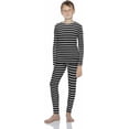 thumbnail image 1 of Rocky Kids Thermal Underwear Top & Bottom Set Long Johns for Boys, Black Striped XL, 1 of 8