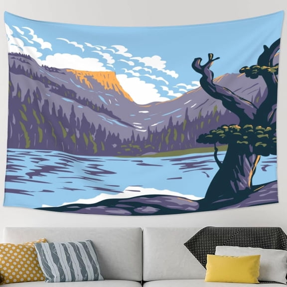 Rocky Lake In Rocky Mountain National Park Northern Colorado Tapestry 90 X 60Inch Large Size Wall Hanging Funny Home Decor Tapestries For Living Room Bedroom Dorm Home Decor Wall Art