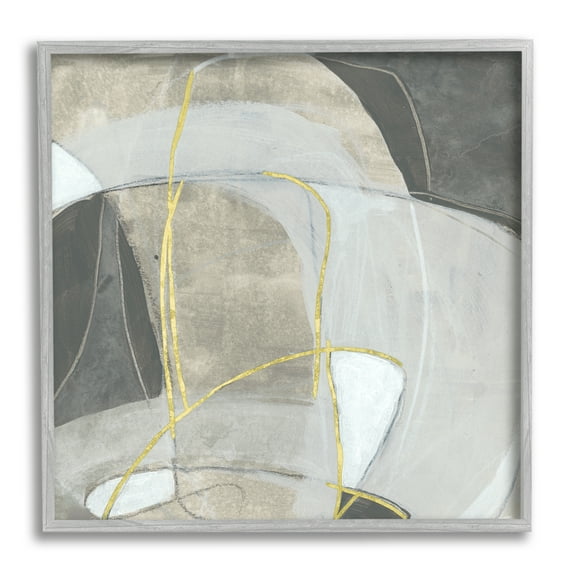 Rocky Landscape Abstraction Neutral Tone Circular Shapes Abstract Framed Art Print Wall Art, 17x17