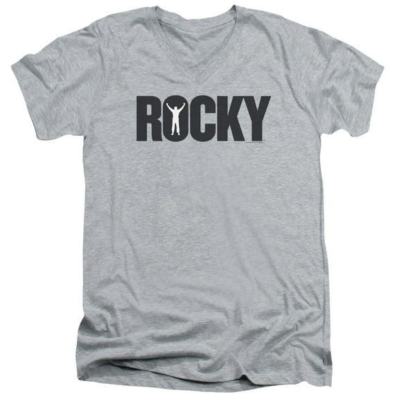 Rocky Logo Adult V-Neck T-Shirt Heather