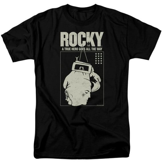 Rocky Logo Poster A True Hero Unisex Adult T Shirt (Small) Black