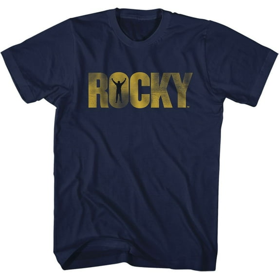 Rocky Logo Navy Adult T-Shirt 2Xlt