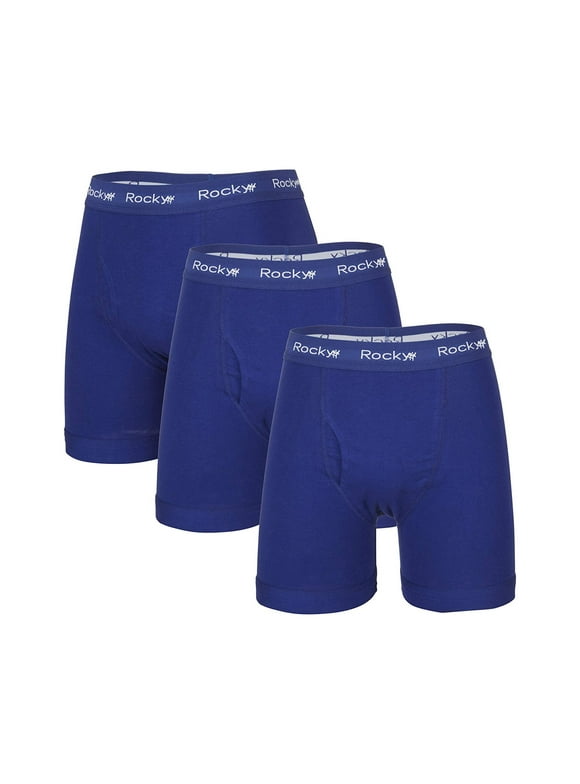 Rocky Men's Boxer Briefs COTTON BREATH-EASY FABRIC® Pouch Underwear 3-Pack Blue XL