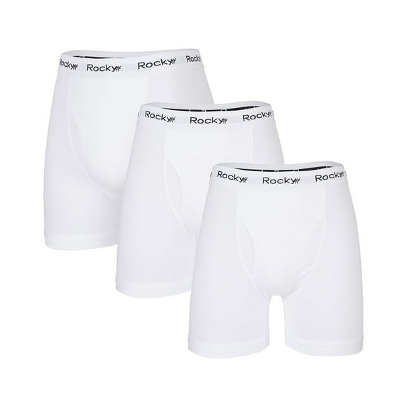 Rocky Men's Boxer Briefs COTTON BREATH-EASY FABRIC® Pouch Underwear 3-Pack White Medium