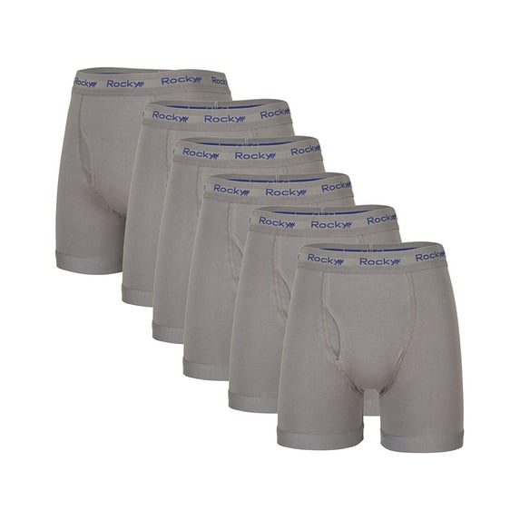Rocky Men's Boxer Briefs COTTON BREATH-EASY FABRIC® Pouch Underwear 6-Pack Grey Small