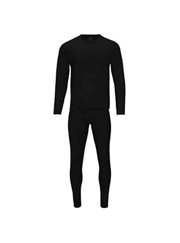 Rocky Men’s Heavyweight Thermal Underwear Set Insulated Top & Bottom Base Layer For Cold Weather, Black Large