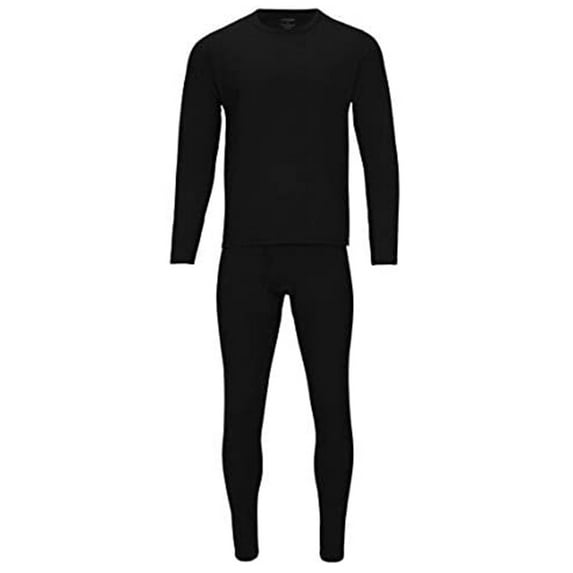 Rocky Men’s Heavyweight Thermal Underwear Set Insulated Top & Bottom Base Layer For Cold Weather, Black Medium
