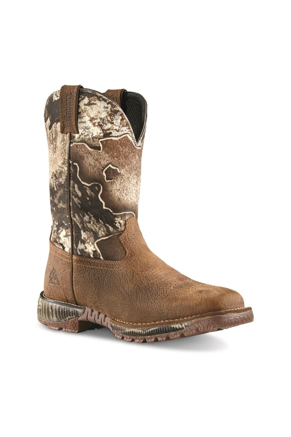 Men's Hi-Wire 11" Pull On Waterproof Work Boots Brown/Realtree Excape 8.5 2E (Wide)