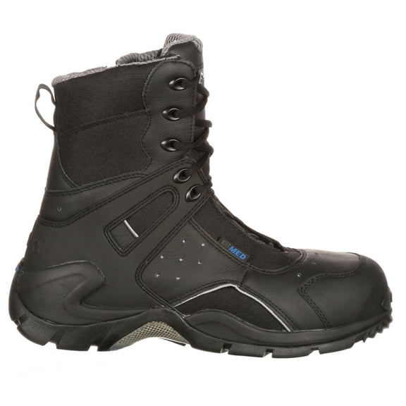 Rocky Men's Shoes Slip Resistant Work Boots Mid Calf, Wide Black, 9