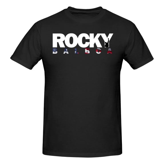 Rocky Men's Short Sleeve T Shirts Boxing Movie Vintage Style Graphic Tees Cotton Short T Shirts Black