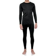Rocky Men’s Thermal Underwear Set Insulated Top & Bottom Base Layer For Cold Weather, Black Large