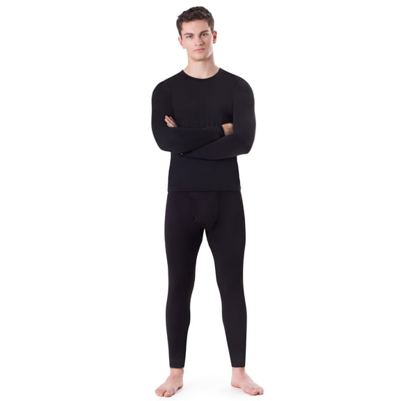 Rocky Men’s Thermal Underwear Set Insulated Top & Bottom Base Layer For Cold Weather, Black Small