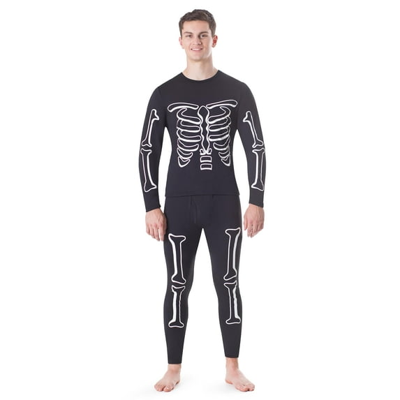 Rocky Men’s Thermal Underwear Set Insulated Top & Bottom Base Layer For Cold Weather, Glow in the Dark Skeleton XL