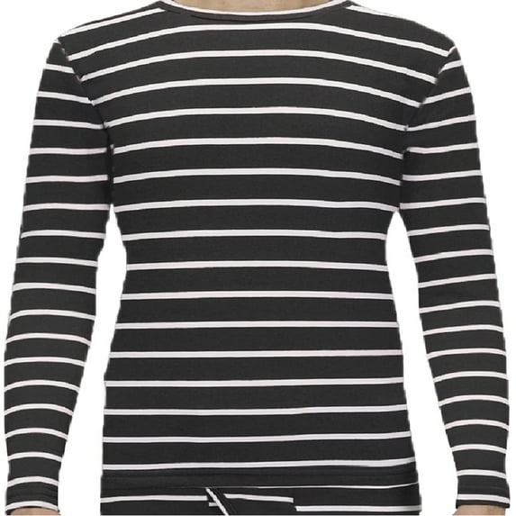 Rocky Men's Thermal Underwear Shirt Long Johns Top Base Layer for Cold Weather, Black Striped Large