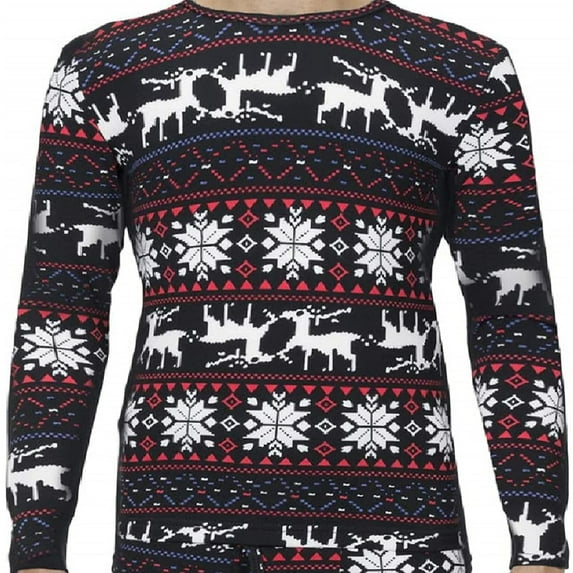 Rocky Men's Thermal Underwear Shirt Long Johns Top Base Layer for Cold Weather, Christmas Design XL