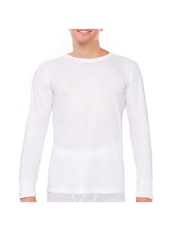 Men's Thermal Underwear Shirt Long Johns Top Base Layer for Cold Weather, White XL