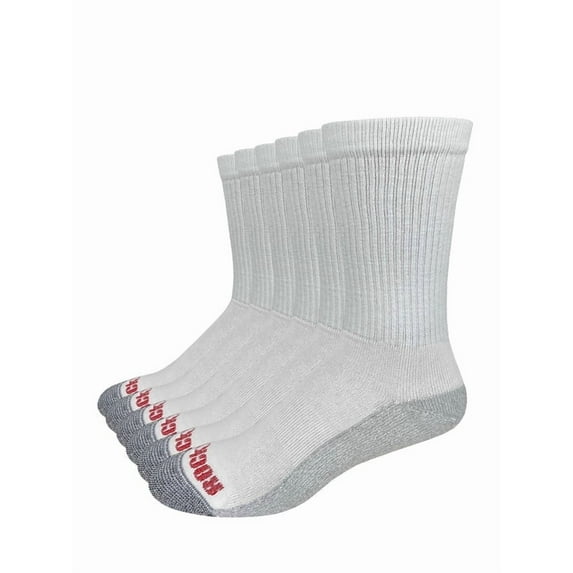 Rocky Mens Cotton Comfort Seamless Toe Cushion Crew Socks 6 Pair Pack