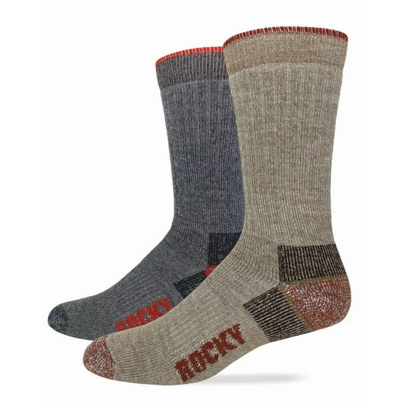 Rocky Mens Heavyweight Merino Wool Blend Boot Socks 2 Pair Pack