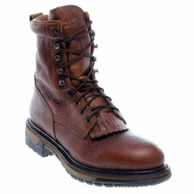 Rocky  Mens Original Ride Lacer Waterproof Round Toe Lace Up  Casual Boots   Mid Calf