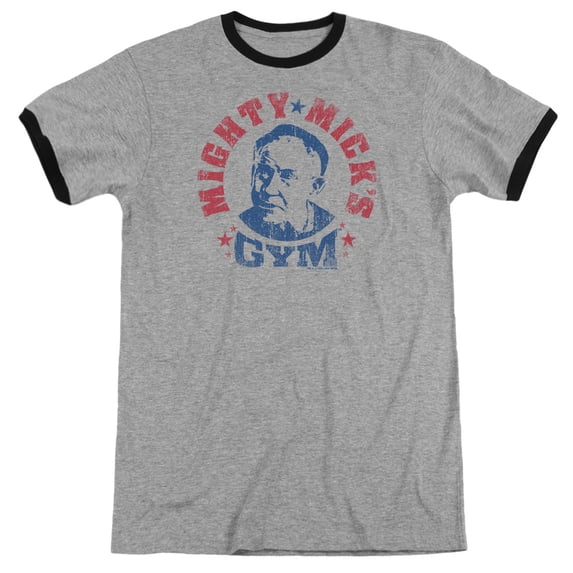 Rocky Mighty Micks Gym Adult Ringer T-Shirt Heather Black